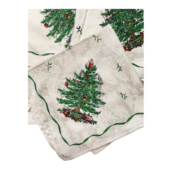 Spode Set of 6 Cloth Christmas Tree Fabric Napkins - Picture 2 of 5